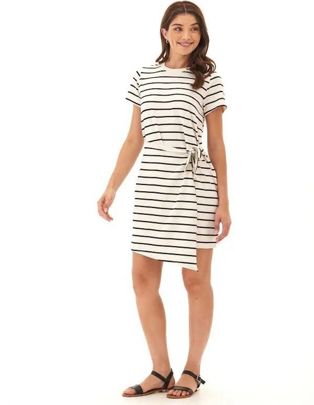 Threads 4 Thought Striped Side Tie Waist T Shirt Mini Dress XS capsule wardrobe
